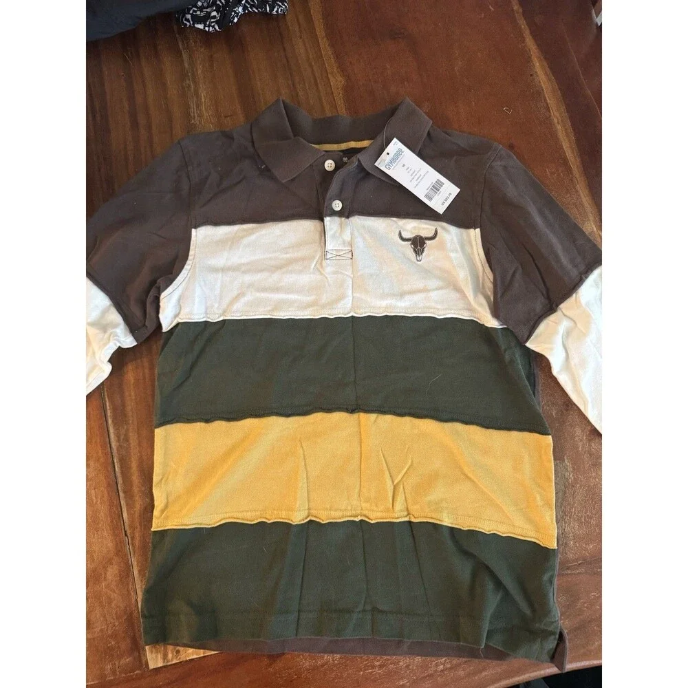 Gymboree Boys Rugby Polo Shirt size 10 Long Sleeve Colorblock Stripe Longhorn